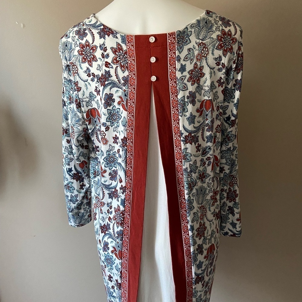 J Jill Women’s White And Red Paisley Long Sleeve Blouse Size Large - Picture 2 of 6